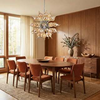 Sputnik Chandelier - Orbistar Brown Blown Glass Light With Adjustable Chain & LED Fixture