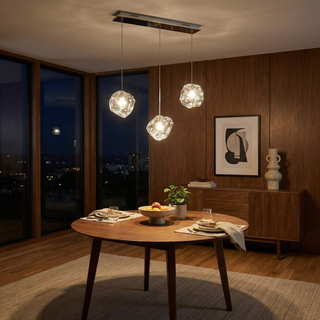 Clear Glass Pendant Light – Modern Ambient Dining Light With Adjustable Cord