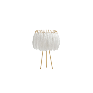 Golden White Table Lamp – Elegant Gold Feather Design Lamp with Soft Warm Light