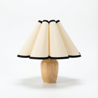 Wooden Table Lamp – Fabric Lampshade, Soft Ambient Light for Living Room
