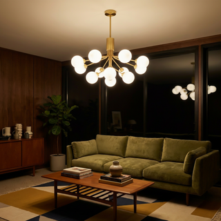 Modern Iron Chandelier | Frosted Glass Lighting with G9 Socket Lamp for Living Room