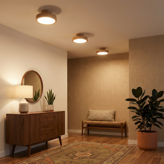 Nordic Wooden Ceiling Light – Scandinavian LED Surface Mount Lamp with Warm Wood Finish