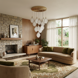 Modern Glass Pendant Light – Dimmable LED Pendant Lamp for Living Room Lighting