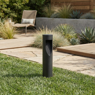 LED Outdoor Floor Lamp – Modern Black Finish Walkway Light Post With Warm Lighting