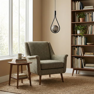 Black Pendant Light – Frosted Glass Bedroom Lamp With Integrated LED