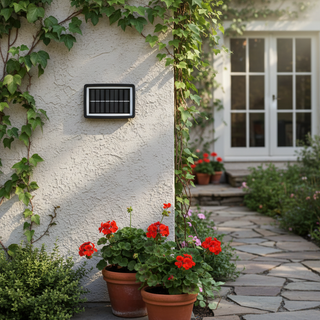 Solar Wall Light – Dimmable Outdoor Solar Lamp | Brushed Nickel Finish LED Garden Lighting