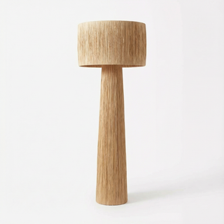 Woven Wicker Floor Lamp – Japanese Style LED Light With Natural Fabric Shade