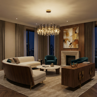 Gold Chandelier – Modern Ceiling Light With Delicate Crystal Lighting & Soft Ambient Glow