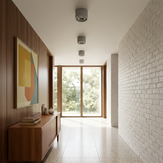 Plafonnier en béton gris – Luminaire moderne et minimaliste pour éclairage de salon