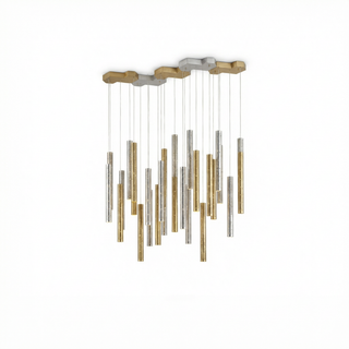 Modern LED Chandelier – Brushed Steel Recessed Ceiling Light for Living Room