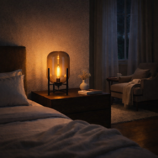 Scandinavian Floor Lamp – Tripod Design With Stained Glass Shade & Soft Ambiance Lighting