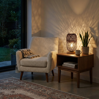 Rattan Wood Lamp – Natural Table Lamp With Woven Rattan Shade & Wooden Base