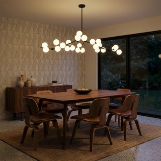 Nature Globe Chandelier – Modern Suspension Light With Adjustable LED Warm Ambient Lighting