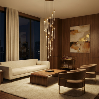 Gold Crystal Chandelier – Modern Staircase Lighting With LED Fixture