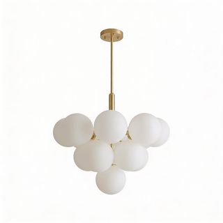 Nordic Glass Chandelier – Modern Ceiling Light with Frosted Glass Shades