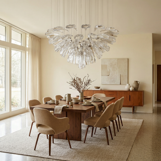 Modern Crystal Chandelier – Adjustable Brightness LED Steel Fixture for Living Room