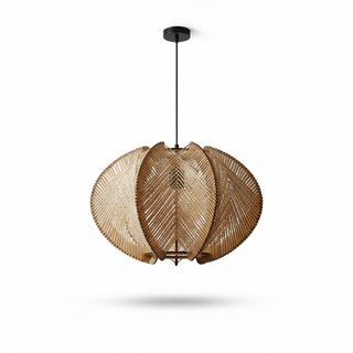 Suspension en bois de bambou – Suspension nordique avec cordon réglable et éclairage d'ambiance chaleureux