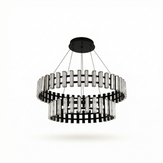 Modern Iron Chandelier – Circular LED Lighting Fixture for Living Room | Easy Install