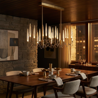 Feather Chandelier – Sculptural Delicate Shine Light Fixture for Elegant Interiors