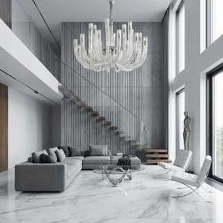 Glass Chandelier – Modern Clear Glass Pendant with Integrated LED Lighting