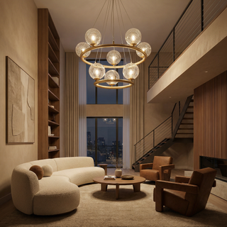 Modern Light Chandelier – Elegant Metal Glass Fixture with 12 Light Heads