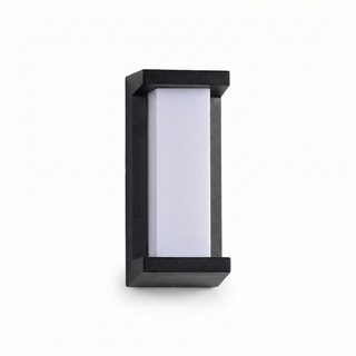 Outdoor Wall Light – Black Metal & White Glass Lamp | Energy Saving LED