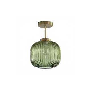 Retro Glass Ceiling Light – Ribbed Glass Lamp with Adjustable Brightness for Living Room
