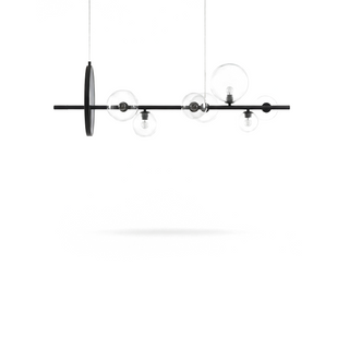 Suspension Art Déco – Lustre noir mat avec bulles en verre