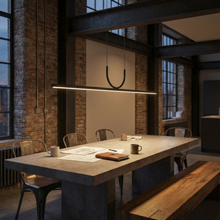 Contemporary Pendant Light – Adjustable Suspension Black Finish LED Lighting