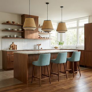 Beige Pendant Light – Natural Pendant Light With Woven Fabric Lamp & Adjustable Cord