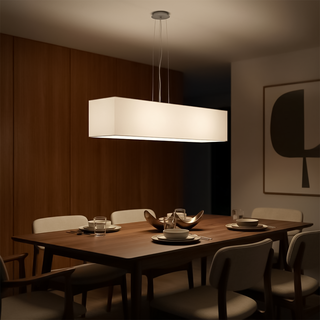 Lustre rectangulaire blanc – Éclairage de salon moderne | Suspension minimaliste
