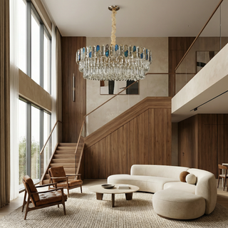 Modern Chandelier – Black and Gold Luxury Ceiling Light with Opal Glass Diffuser