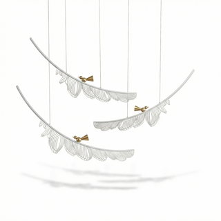 Modern Metal Pendant Light – White LED Dining Room Lighting Fixture