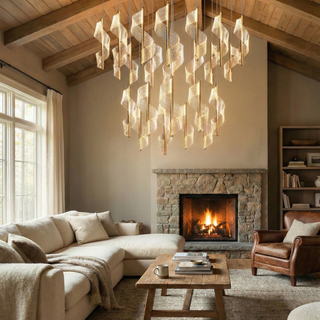 Lustre spirale moderne – Luminaire de luxe en cristal pour villa et salon