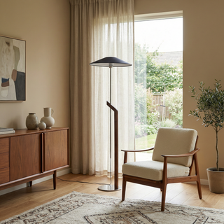 Minimalist Wooden Floor Lamp – Modern LED Lighting With Fabric Lampshade