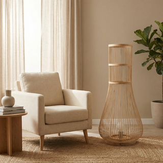 Ecological Floor Lamp – Soft LED Lighting | Natural Bamboo Lamp for Living Room