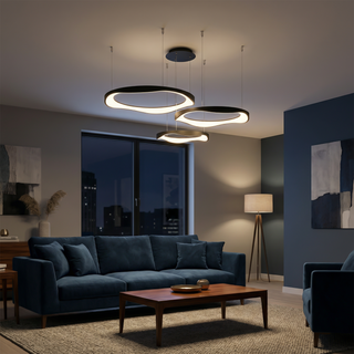 Modern Ceiling Light – Geometric Nordic Lamp with Thin Structure & Soft Halo