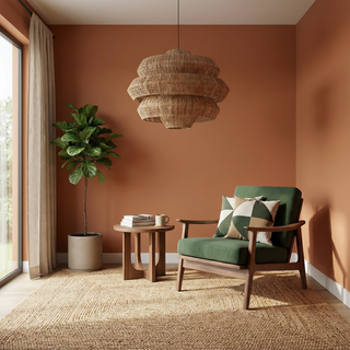 Woven Rattan Pendant Light – Handwoven Shade Dining Room Lamp with Adjustable Cable