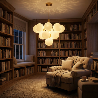 Nordic Glass Chandelier – Modern Ceiling Light with Frosted Glass Shades