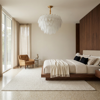 Modern Chandelier | Frosted Glass Ceiling Light Fixture - LED Bulb Included