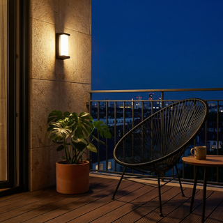 Outdoor Wall Light – Black Metal & White Glass Lamp | Energy Saving LED