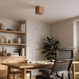 Plafonnier en bois naturel - Éclairage de salon minimaliste avec une lueur ambiante chaude