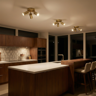 Golden LED Ceiling Light – Minimalist Aluminium Gold Finish Double Head Lamp