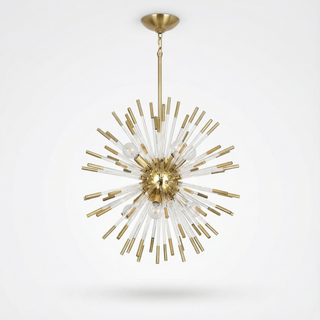 Modern Gold Chandelier – Elegant Crystal Glass Lighting Fixture for Living Rooms