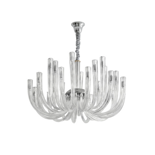 Glass Chandelier – Modern Clear Glass Pendant with Integrated LED Lighting