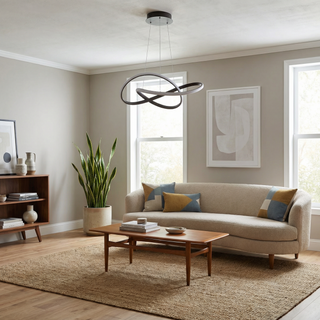 Organic Design Chandelier – Modern Aluminum Light Fixture with Clover Lampshade