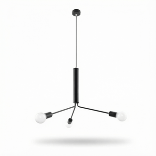 Lustre industriel noir – Suspension moderne à 3 ampoules pour éclairage de salon