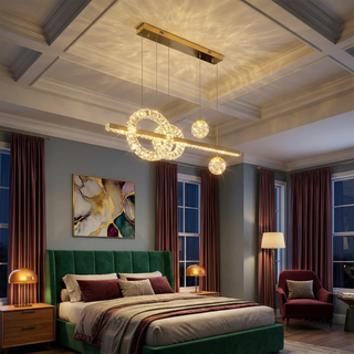 Modern Crystal Chandelier – Elegant Dimmable Lighting for Living Room Ambiance
