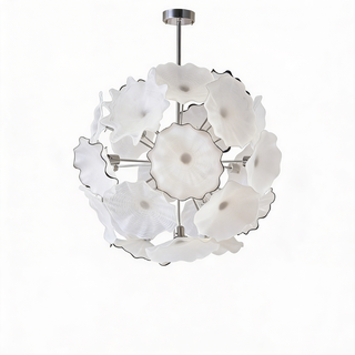 Murano Glass Chandelier – Handcrafted White Floréade With Soft Light Diffusion