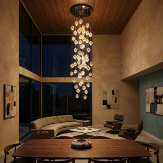 Modern Crystal Chandelier – Dimmable LED Pendant Light | Living Room Lighting